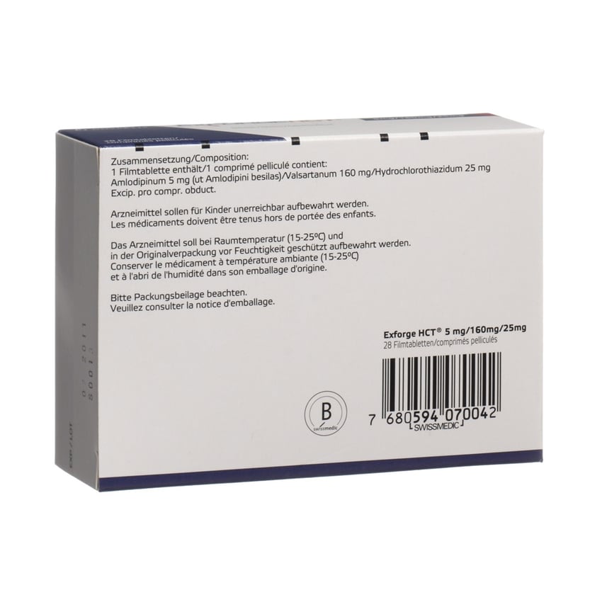 EXFORGE HCT cpr pell 5mg/160mg/25mg 28 pce