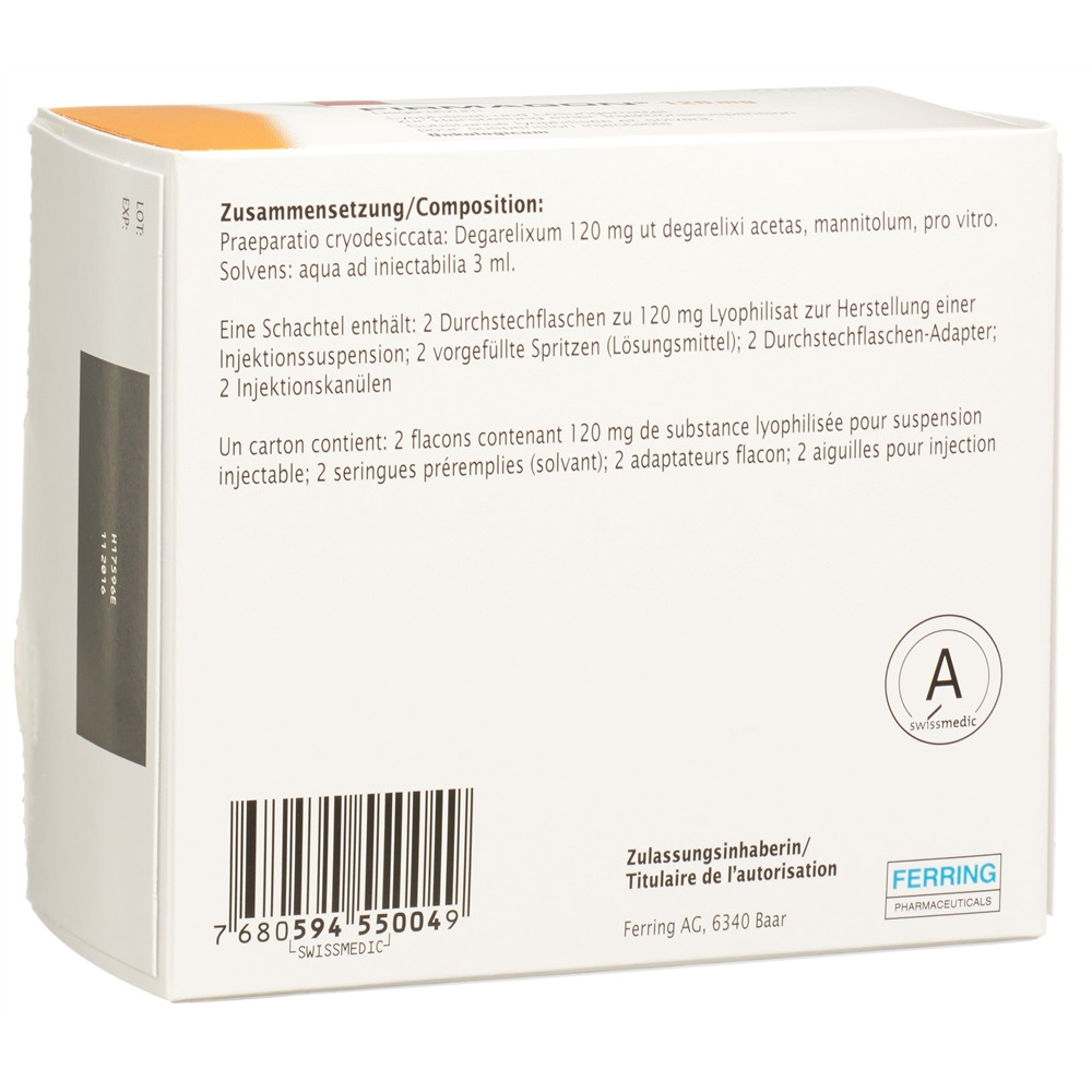 FIRMAGON subst sèche 120 mg ser prê solv set 2 pce