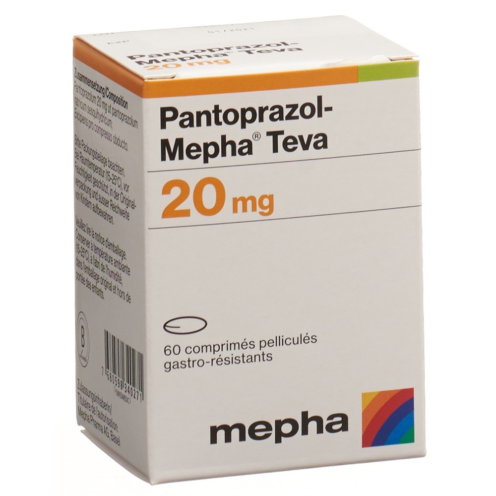 PANTOPRAZOL Mepha Teva cpr pell 20 mg bte 60 pce