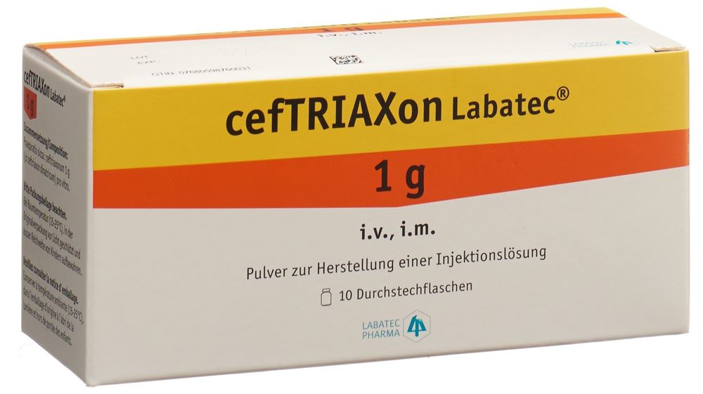 CEFTRIAXON Labatec subst sèche 1 g flac 10 pce
