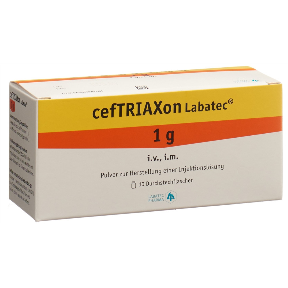 CEFTRIAXON Labatec subst sèche 1 g flac 10 pce