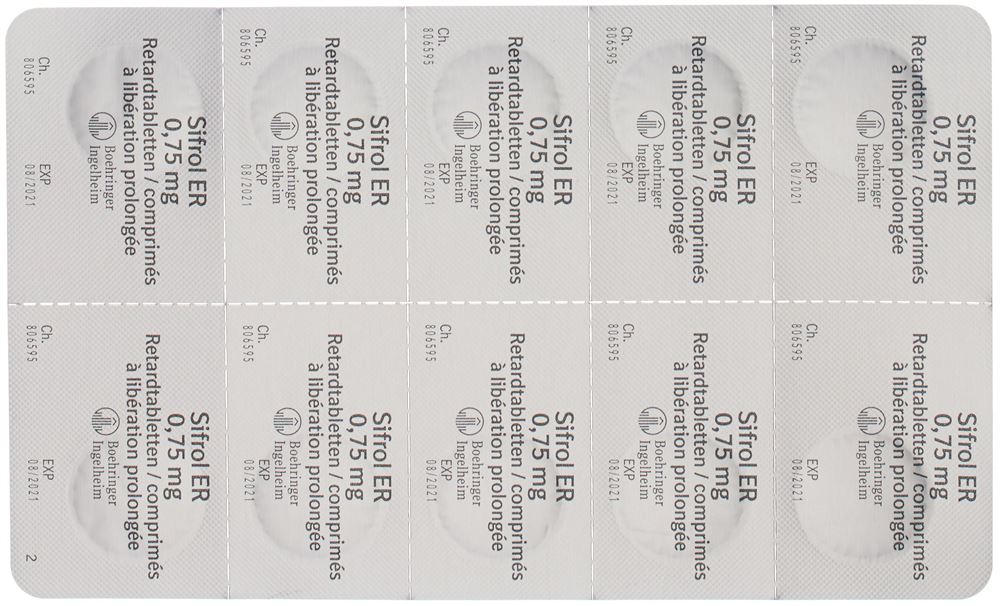 SIFROL ER cpr ret 0.75 mg 10 pce