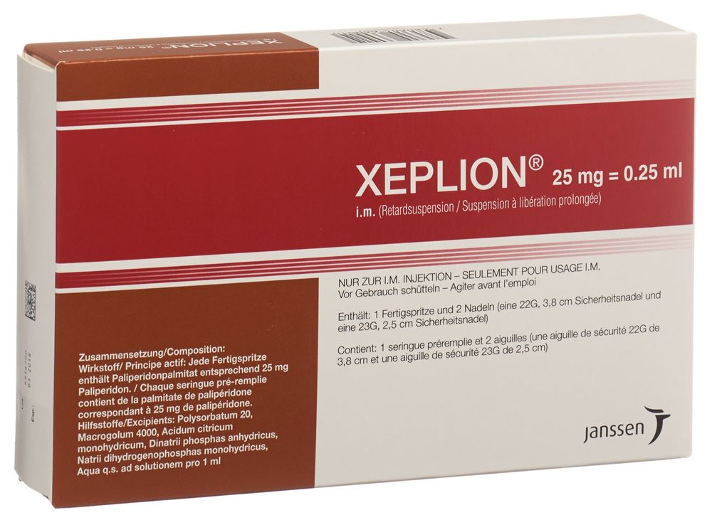 XEPLION susp inj 25 mg/0.25ml ser pré 0.25 ml