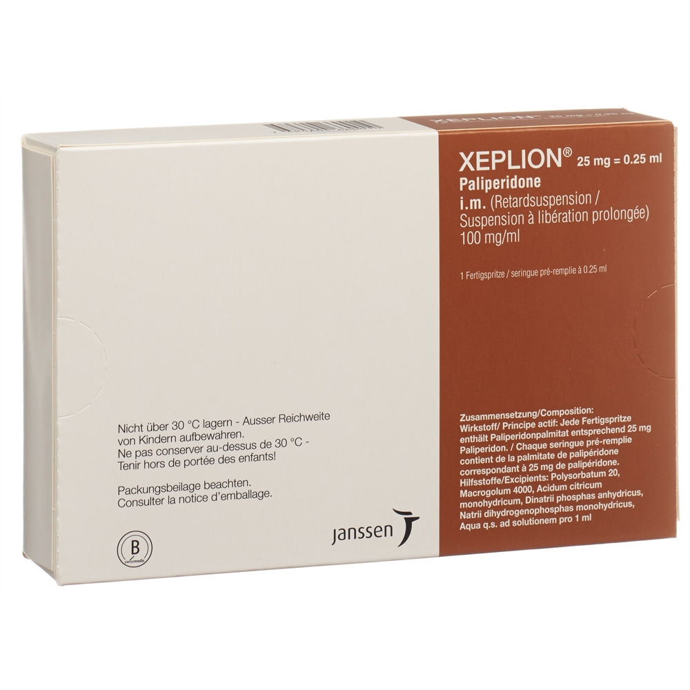 XEPLION susp inj 25 mg/0.25ml ser pré 0.25 ml