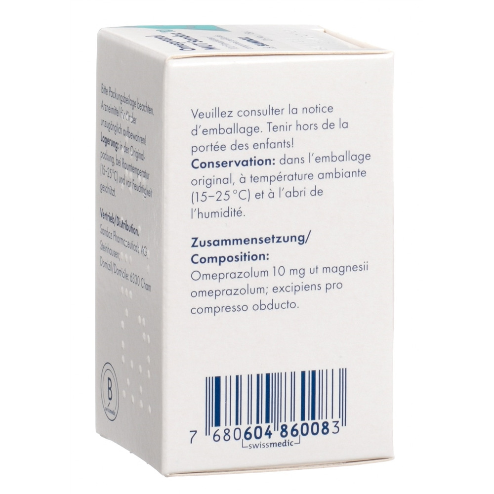 OMEPRAZOLE MUT Sandoz cpr pell 10 mg bte 100 pce