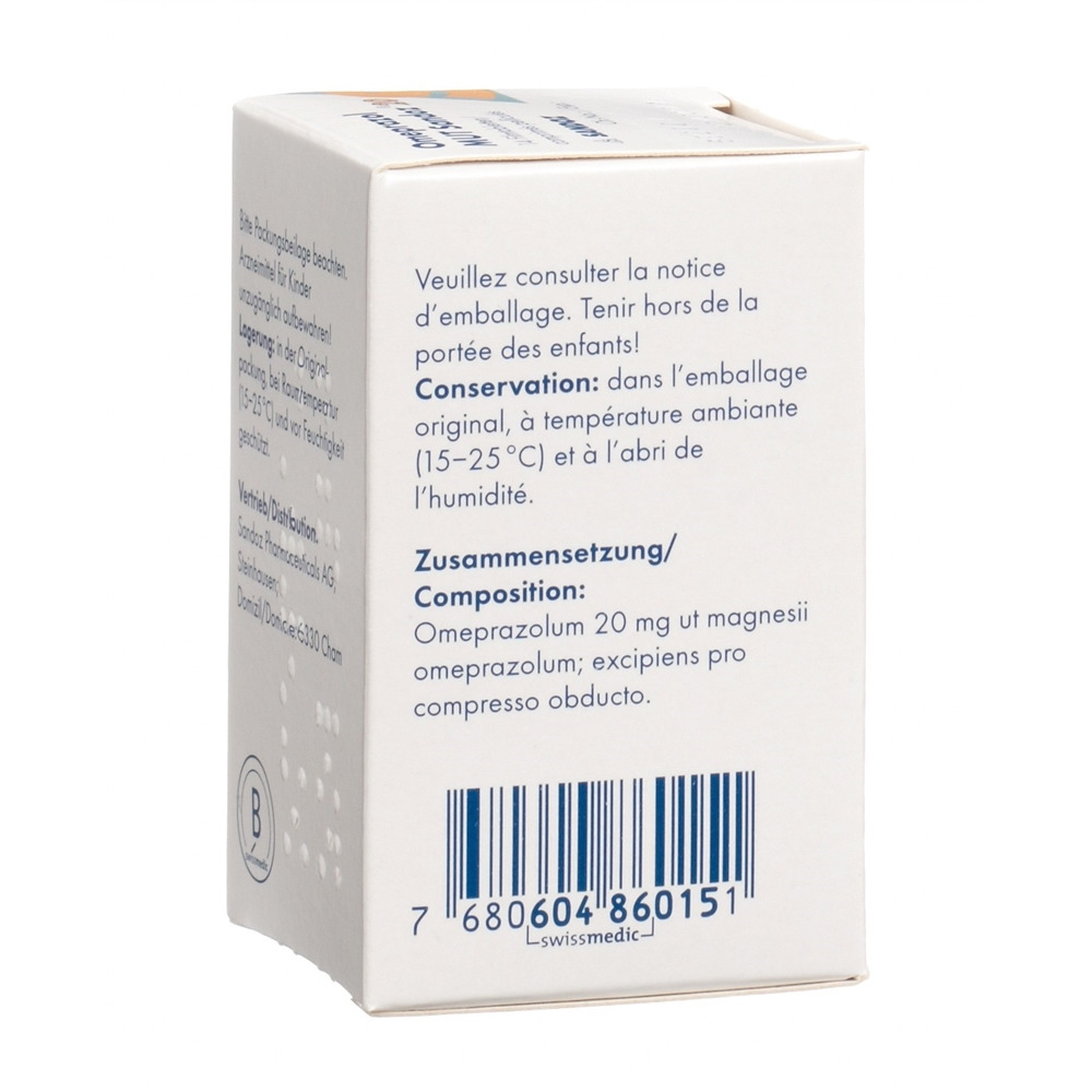 OMEPRAZOLE MUT Sandoz cpr pell 20 mg bte 14 pce