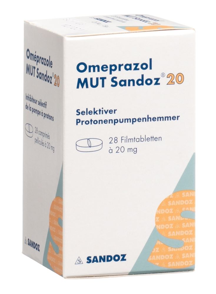 OMEPRAZOLE MUT Sandoz cpr pell 20 mg bte 28 pce