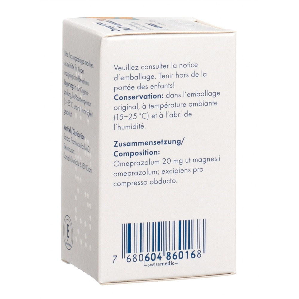 OMEPRAZOLE MUT Sandoz cpr pell 20 mg bte 28 pce