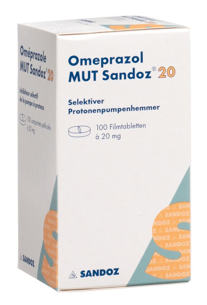 OMEPRAZOLE MUT Sandoz cpr pell 20 mg bte 100 pce