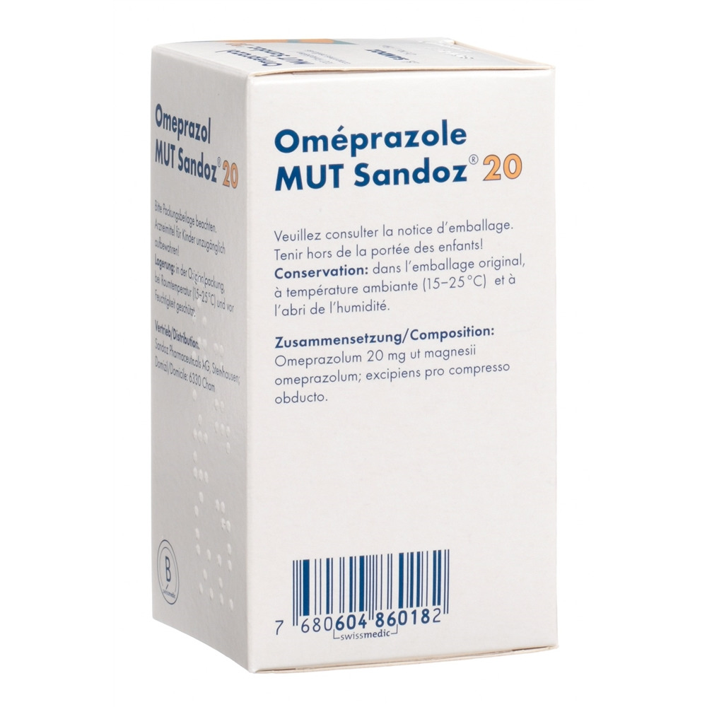 OMEPRAZOLE MUT Sandoz cpr pell 20 mg bte 100 pce