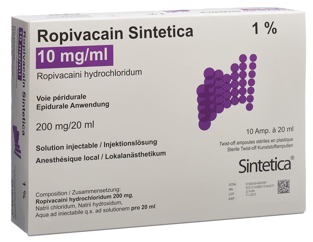 Ropivacain Sintetica 10 mg/ml, soluzione iniettabile