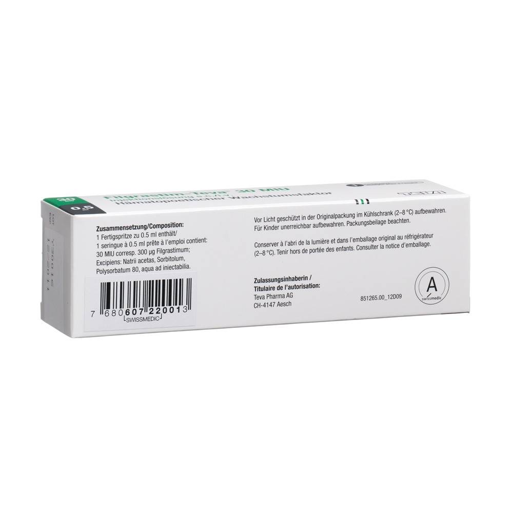 Filgrastim-Teva 30 / 0.5 ml, Injektionslösung in Fertigspritzen