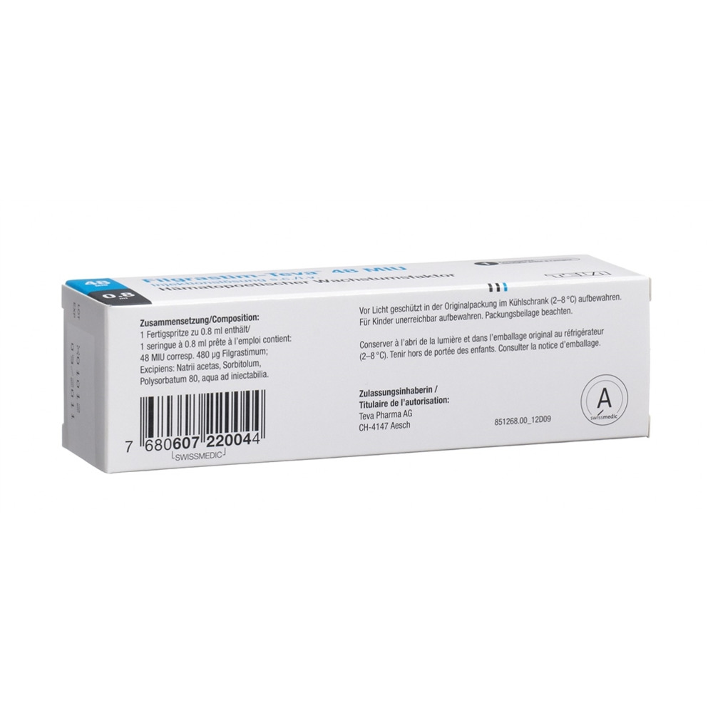 Filgrastim-Teva 48 / 0.8 ml, Injektionslösung in Fertigspritzen