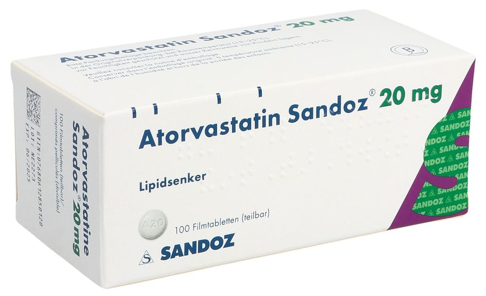 ATORVASTATINE Sandoz cpr pell 20 mg 100 pce