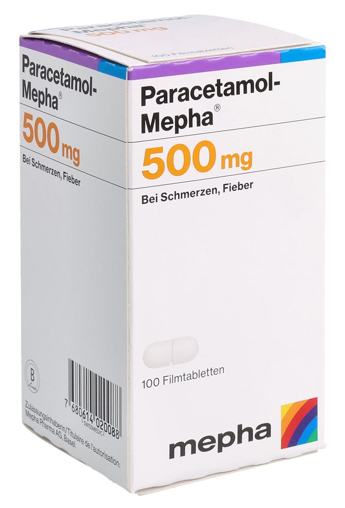 PARACETAMOL Mepha cpr pell 500 mg bte 100 pce