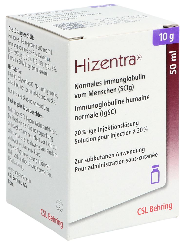 HIZENTRA 20% sol inj 50 ml flac