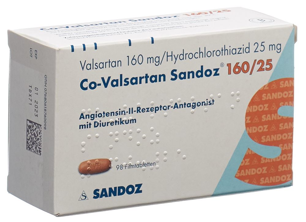 CO-VALSARTAN Sandoz cpr pell 160/25 98 pce