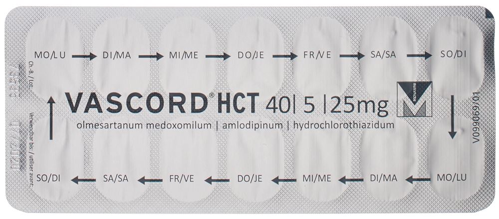 VASCORD HCT cpr pell 40/5/25 mg 98 pce