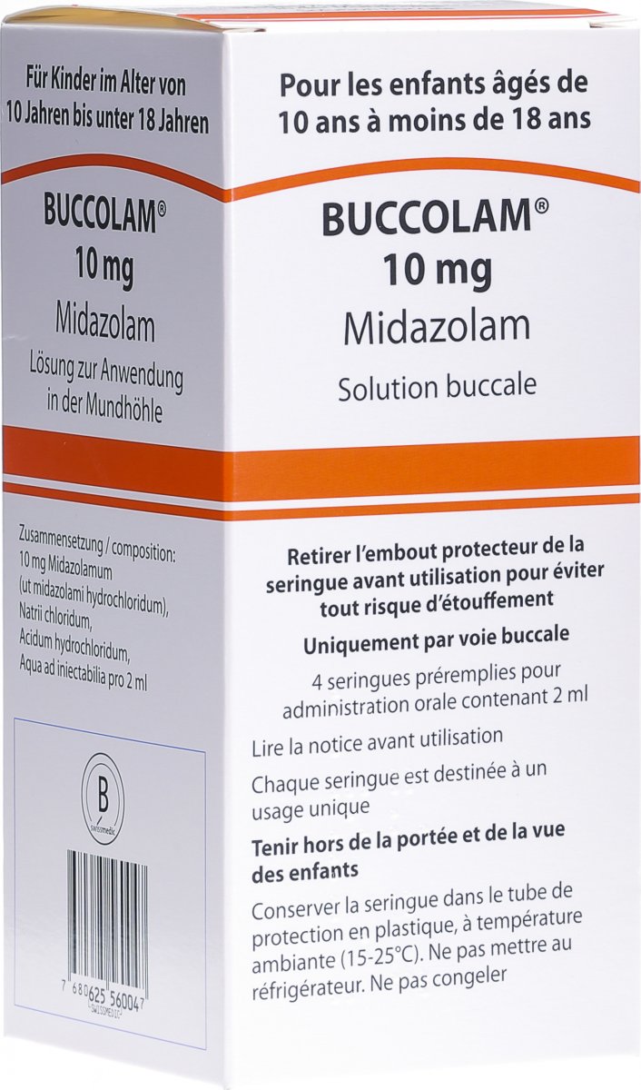 Buccolam 10mg/2mL, Lösung zur Anwendung in der Mundhöhle