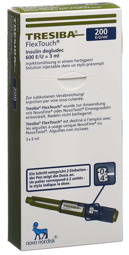 TRESIBA FlexTouch 200 U/ml 3 stylo pré 3 ml