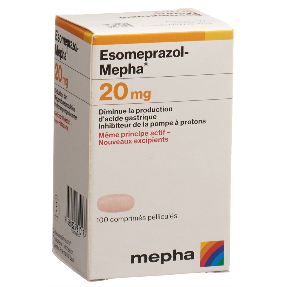 ESOMEPRAZOL Mepha cpr pell 20 mg bte 100 pce