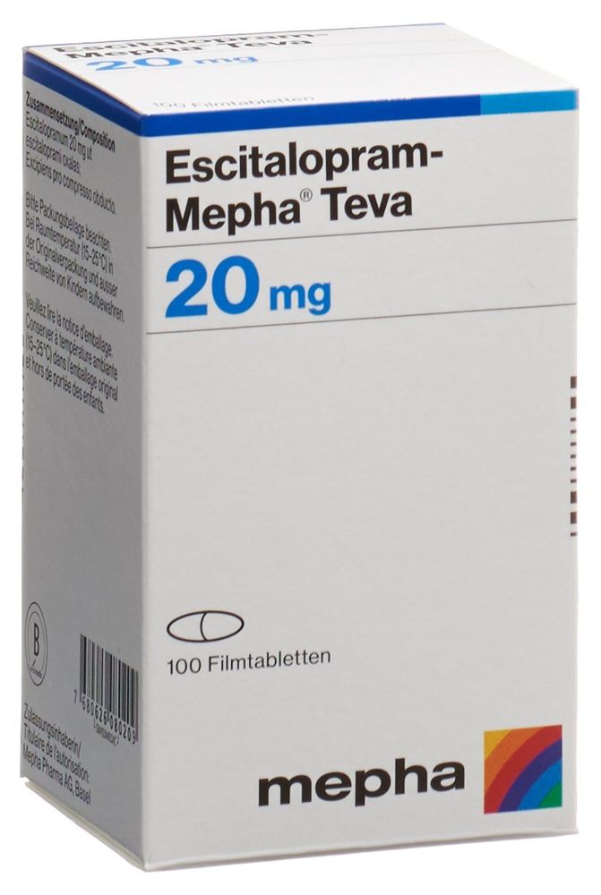 ESCITALOPRAM Mepha Teva cpr pell 20 mg bte 100 pce
