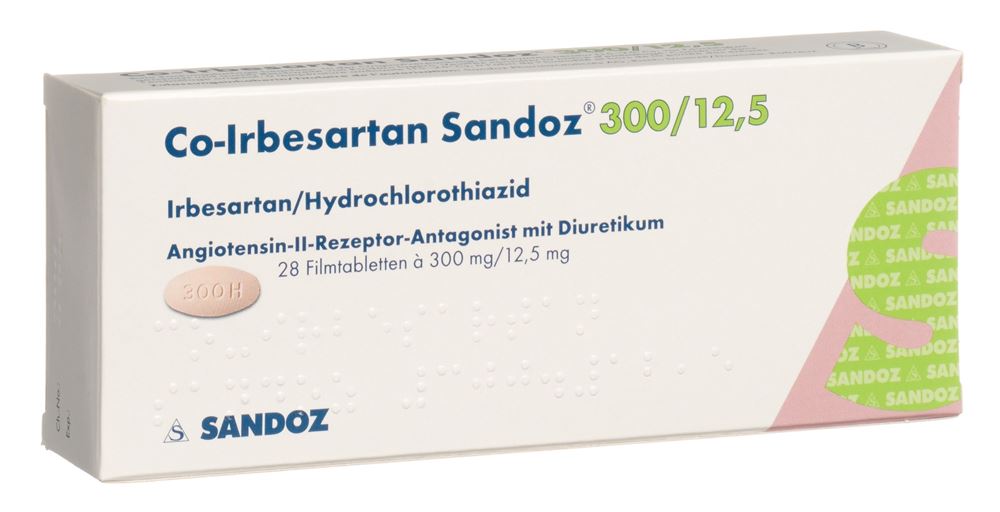 CO-IRBESARTAN Sandoz cpr pell 300/12.5 mg 28 pce
