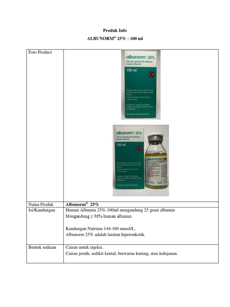 Albunorm 5 %, Infusionslösung