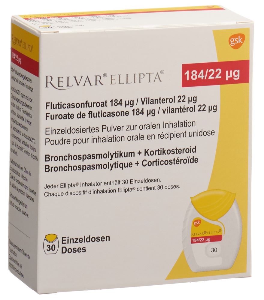 RELVAR ELLIPTA pdr inh 184mcg/22mcg 30 dos