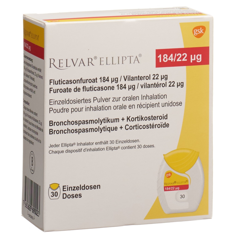 RELVAR ELLIPTA pdr inh 184mcg/22mcg 30 dos