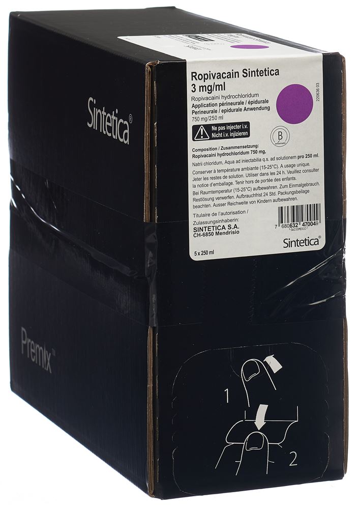 ROPIVACAIN Sintetica 3 mg/ml 250ml poche 5 pce
