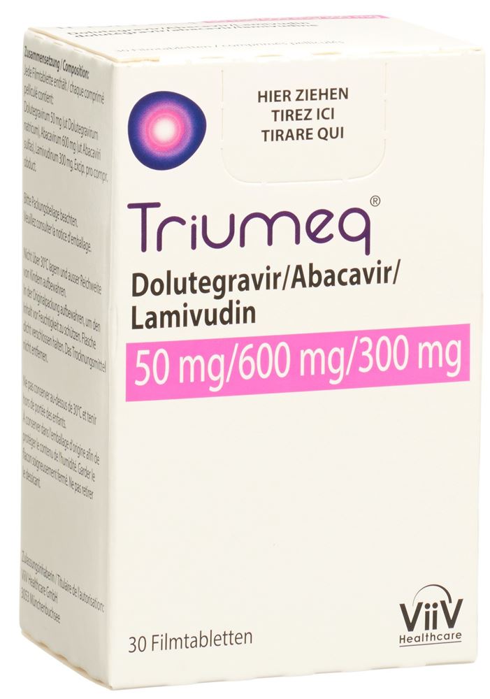 TRIUMEQ cpr pell 50mg/600mg/300mg bte 30 pce
