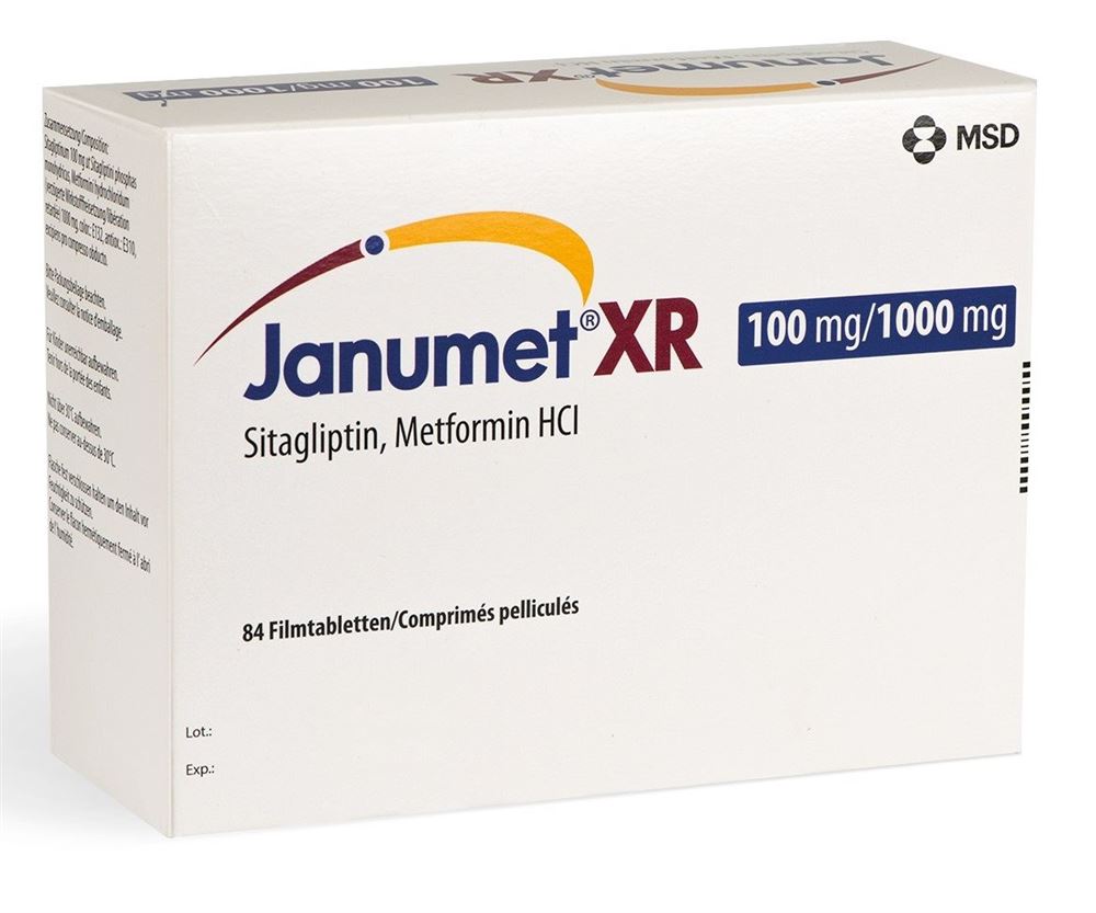 JANUMET XR 100 mg/ cpr ret 1000 mg 84 pce