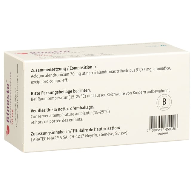 BINOSTO cpr eff 70 mg sach 12 pce