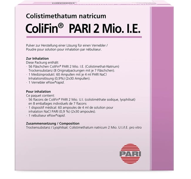 COLIFIN PARI pdr inh 2 mio UI c solv amp 56 pce