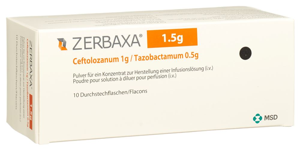 ZERBAXA 1.5 g subst seche 1000 mg 10 pce