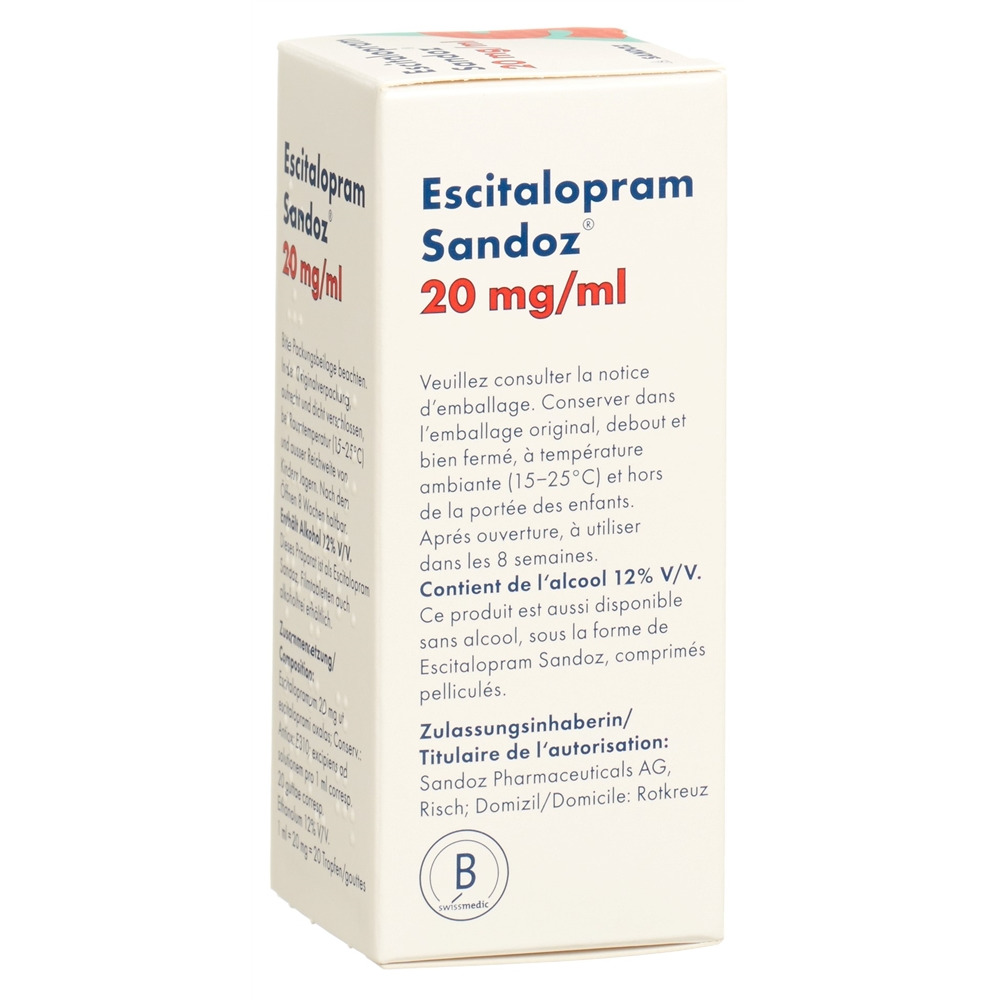 ESCITALOPRAM Sandoz gouttes 20 mg/ml fl 15 ml