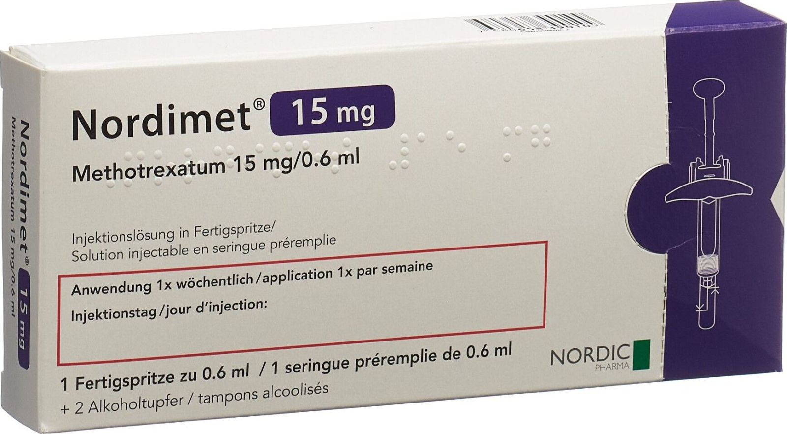Nordimet 15.0 mg/0.6 ml, Injektionslösung in einer Fertigspritze