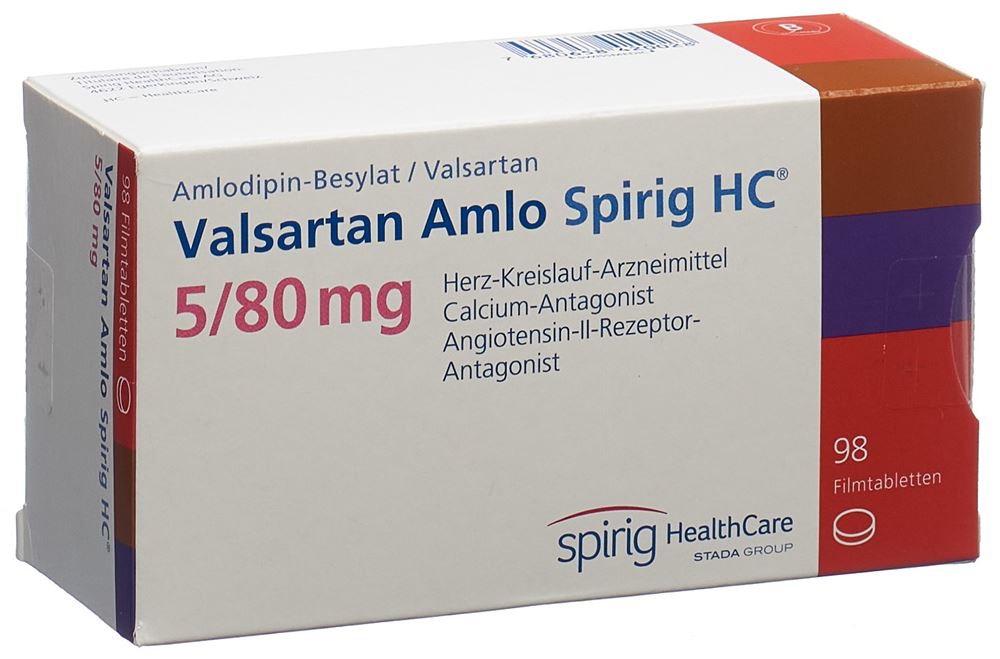 VALSARTAN AMLO Spirig HC cpr pell 5/80mg 98 pce