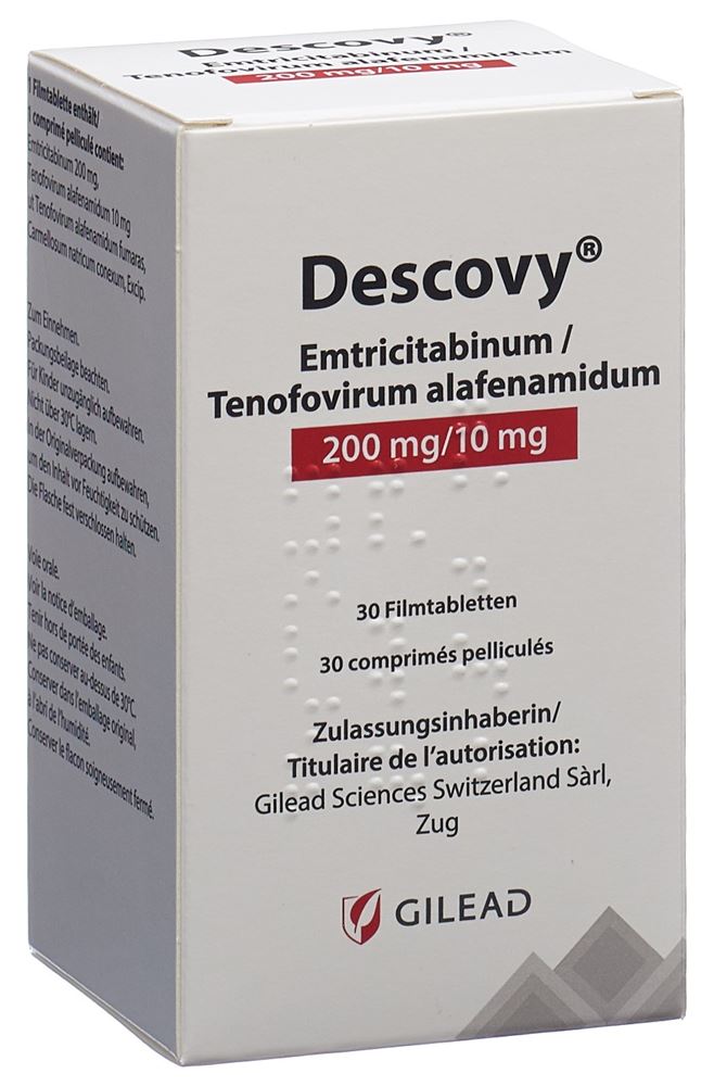 DESCOVY cpr pell 200/10 mg bte 30 pce