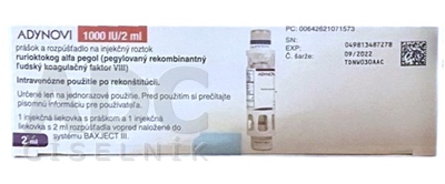 Adynovi 1000 IE (5 ml), Pulver und Lösungsmittel zur Herstellung einer Injektionslösung
