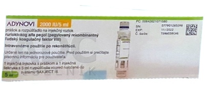 Adynovi 2000 IE (5 ml), Pulver und Lösungsmittel zur Herstellung einer Injektionslösung