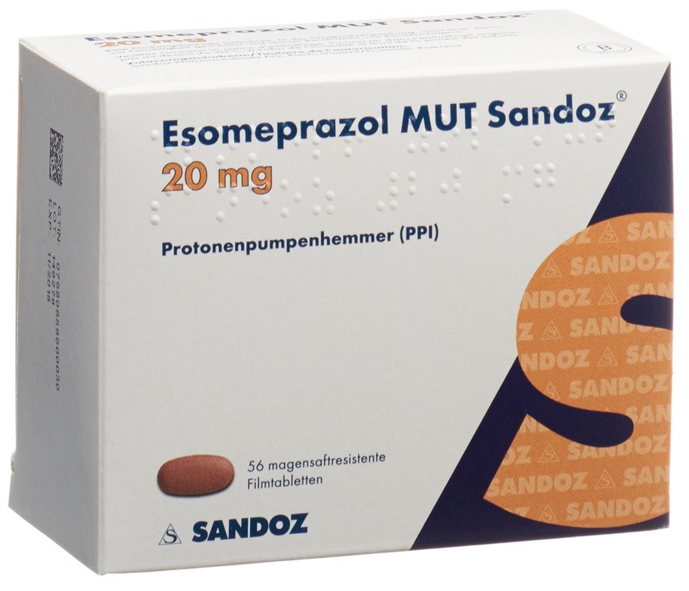 ESOMEPRAZOLE MUT Sandoz cpr pell 20 mg 56 pce