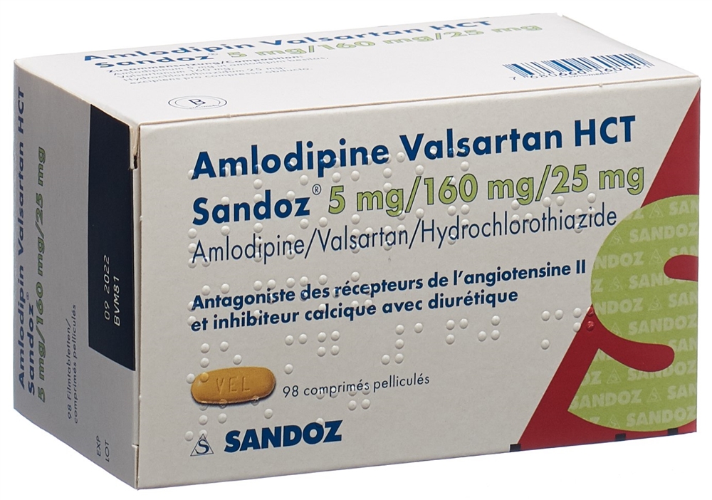 AMLODIPINE VALSARTAN HCT Sandoz 5/160/25 98 pce