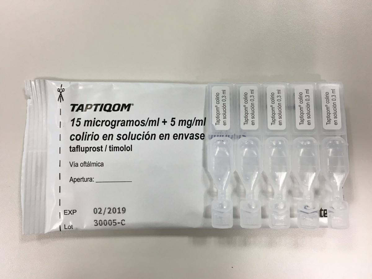 Taptiqom 15mcg/ml + 5mg/ml, unidose de collyre