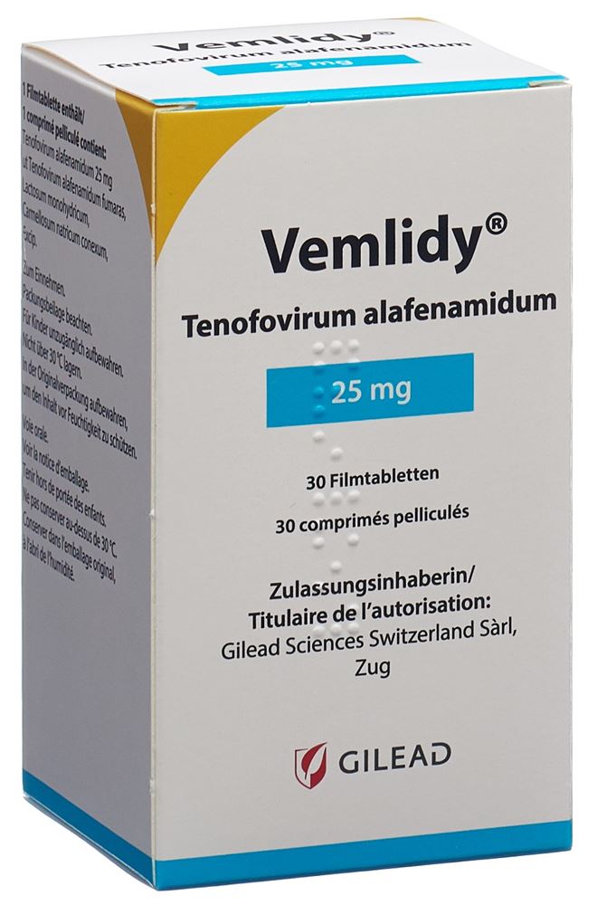 VEMLIDY cpr pell 25 mg bte 30 pce