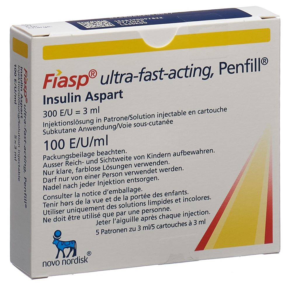FIASP Penfill sol inj 100 U 5 cartouche 3 ml