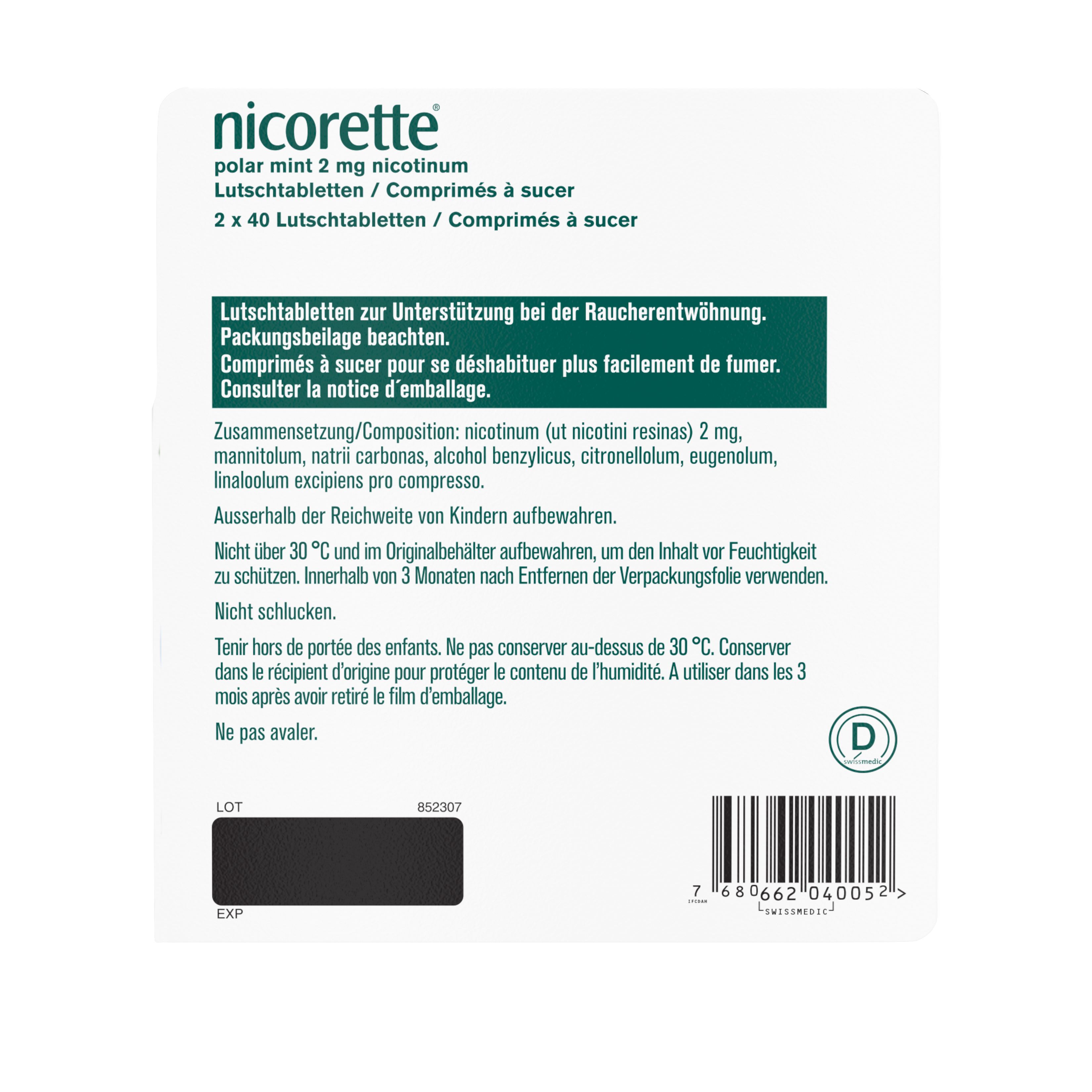 Nicorette Polar Mint 2 mg, Lutschtabletten