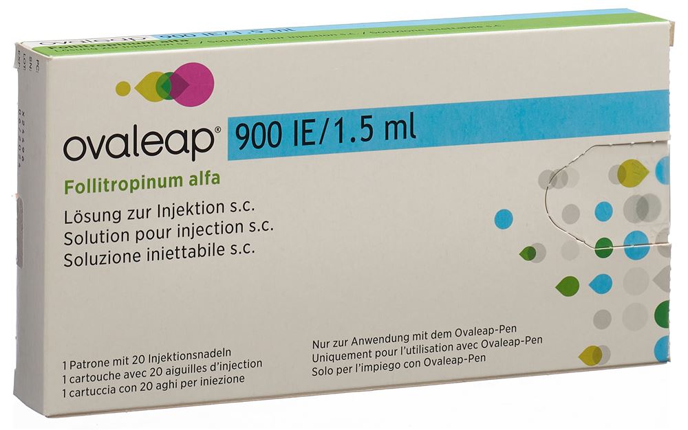 OVALEAP sol inj 900 UI/1.5ml cartouche av 20 aigu