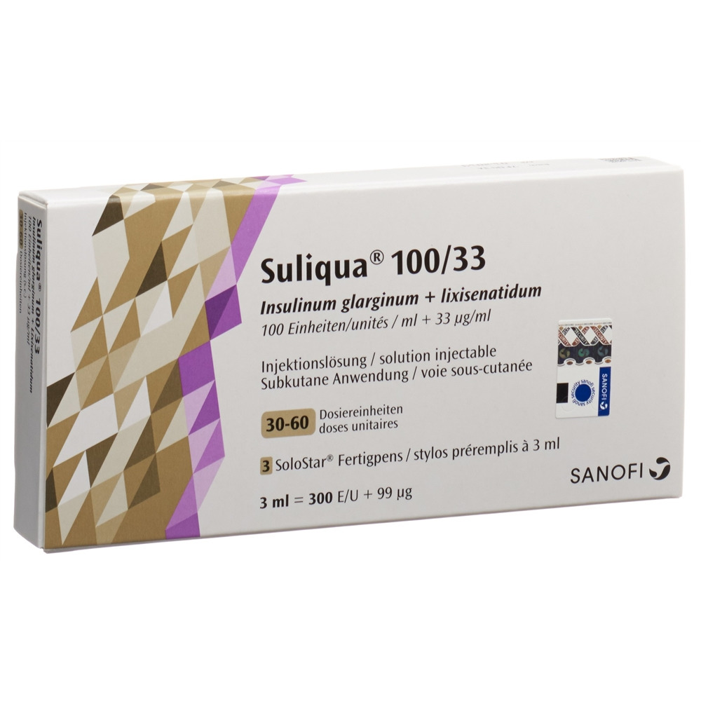 SULIQUA 100/33 sol inj SoloStar ve stylo pré 3 pce